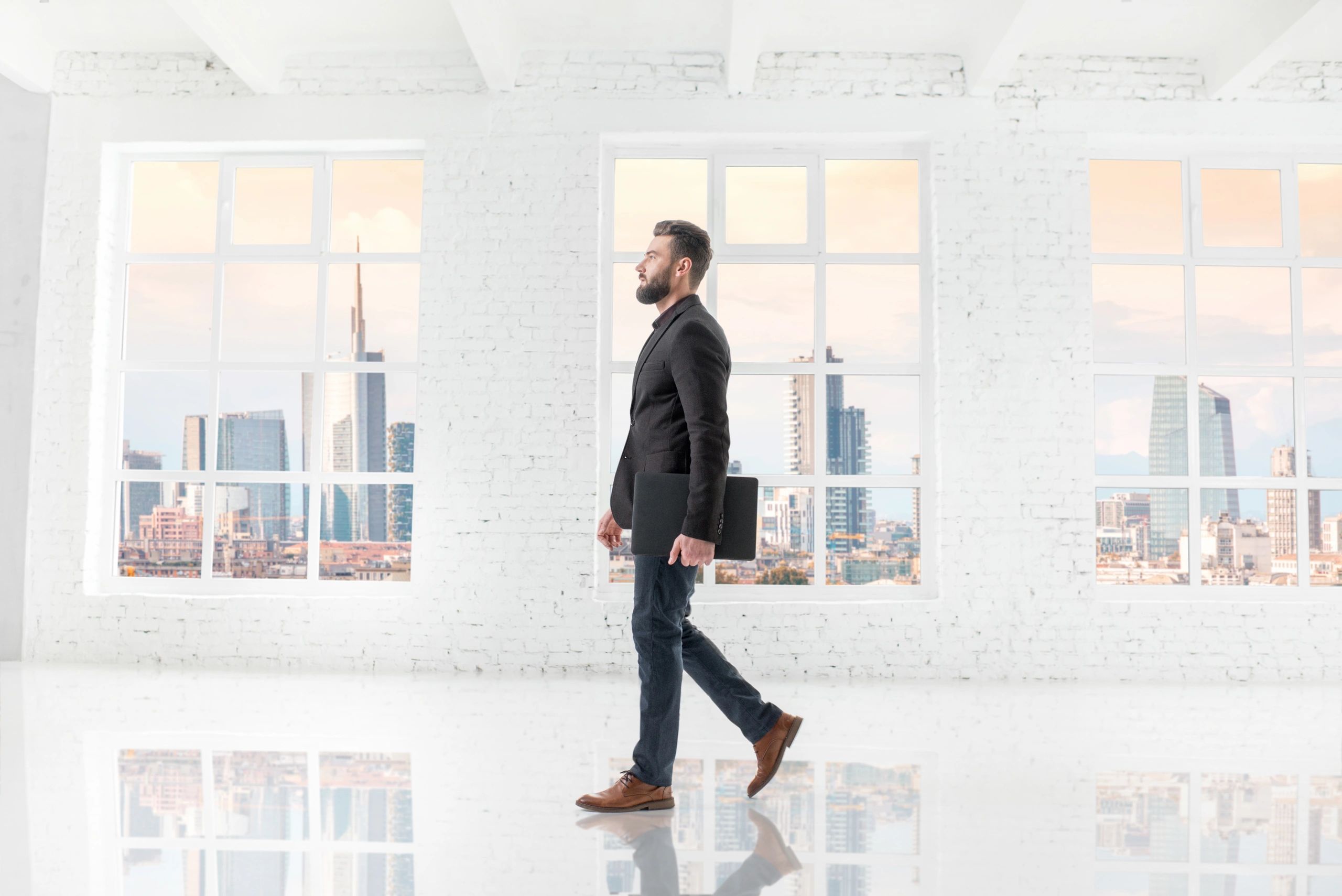 Professional man in a bright office